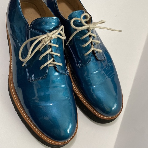 RON White Wedges Turquoise Patent Shoes Size 38 - Picture 15 of 16